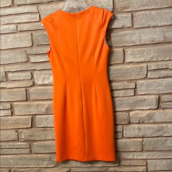 Calvin Klein Elegant Orange Sleeveless Dress Size 4 - Picture 4 of 8